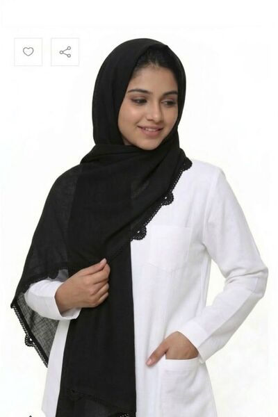 Veil Designer Turkish veil with crochet work and Japanese fabric on both ends...