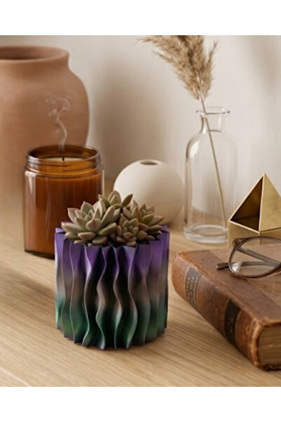 CT STONES مزهرية زخرفية بطباعة ثلاثية الأبعاد باللون الأرجواني من سانتسال ويف...