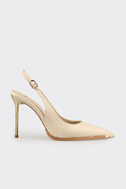 Elle Shoes Ekru Kadın Yüksek Topuk Ayakkabı