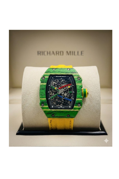 LAOBANX ساعة هيكلية خضراء وصفراء – تصميم رياضي على شكل برميل