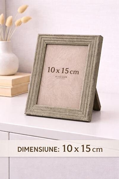 OEM Elegant photo frame with Striped design, Matt gray, for desk and wall - 1...