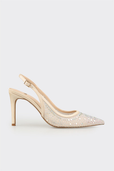 Elle Shoes Ekru Kadın Topuklu Ayakkabı