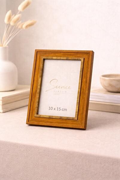 OEM Decorative wooden photo frame with gold insert, light brown, for desk and...