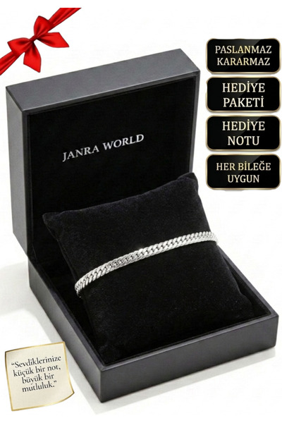 JANRA WORLD سوار من الفولاذ المقاوم للصدأ للجنسين، لا يفقد لونه، لون فضي، مع ...