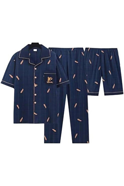 casme Plus Size Mens Pajamas Set, 3 Piece Soft Cotton Pajamas with Shorts Pan...