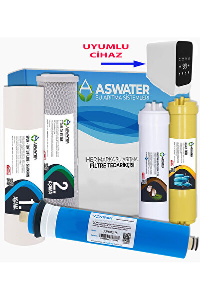 As Water AUT 3061 Su Arıtma Cihazı Uyumlu 5'li Filtre Seti Vontron Membranlı