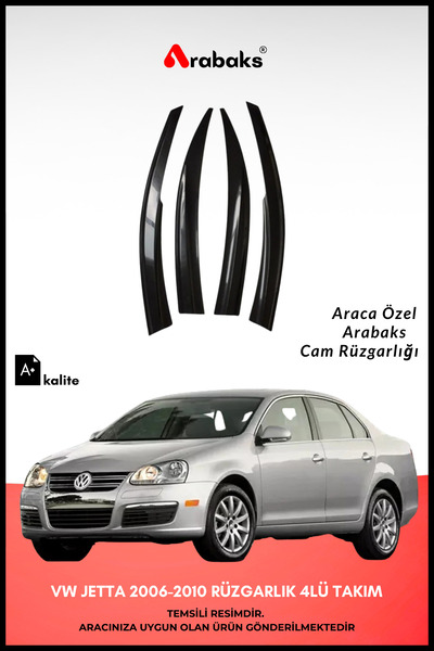Arabaks VW Jetta 2006-2010 Cam Rüzgarlığı 4'lü Takım (MUGEN TİP, DAYANIKLI MA...