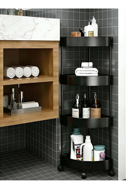 Generic 4-Tier Corner Shelf,Corner Shower Caddy Standing with 4 Wheel,4-Tier ...
