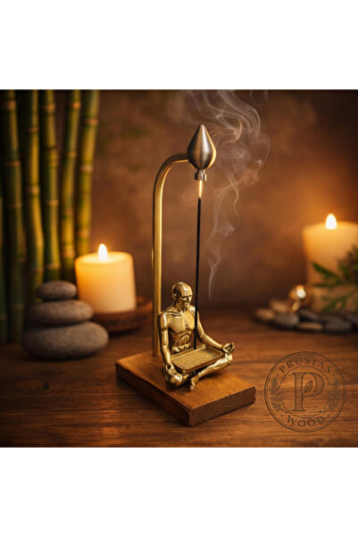 Prusias Wood El Yapımı Dekoratif Ahşap Tütsülük – Meditasyon Figürlü Tütsü Tu...