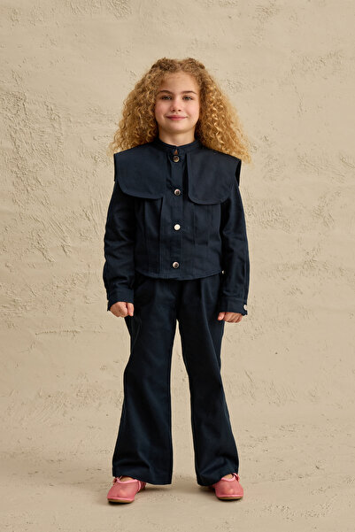 Fahhar Kids Set jachetă cu guler larg, bleumarin