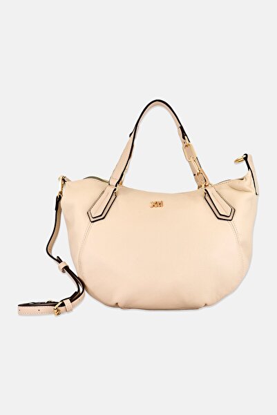 XTI Women Metal Logo Handbag, Beige