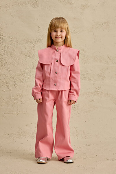 Fahhar Kids Set jachetă cu guler larg roz