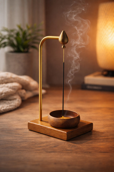 Prusias Wood El Yapımı Ahşap Tabanlı Dekoratif Tütsülük – Meditasyon & Yoga T...