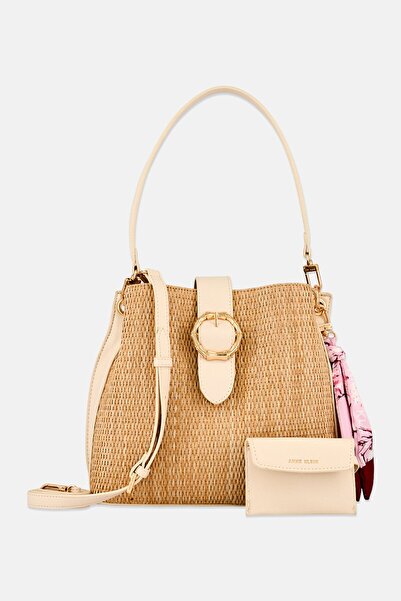 Anne Klein Women 3 Pieces Women Brand Logo Shoulder Bag Set, Beige