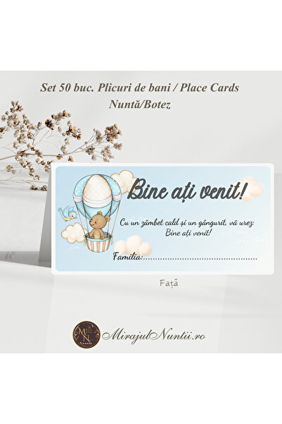 Proprie Set of 50 Baptism Money Envelopes Teddy Bear and Balloon, Premium Car...