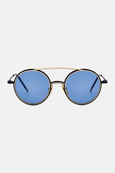 THOM BROWNE Men TB-108 C-T-NVY-GLD-50 Round Sunglasses, Navy