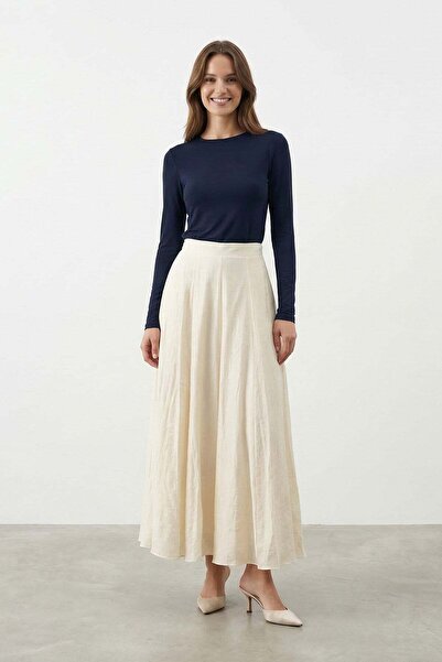 Soul Women's Vertical Piped Bell Cut Woven Skirt – 32483Etk - Stone