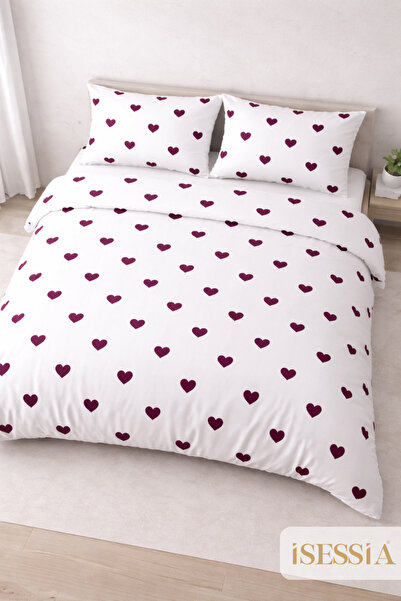 Isessia Allura Kalp Double Fitted Sheet Pieces Duvet Cover Set