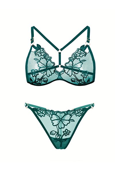 JInsh Sexy Hollow Floral Lingerie Set Backless Embroidery Bra Panty Thin With...