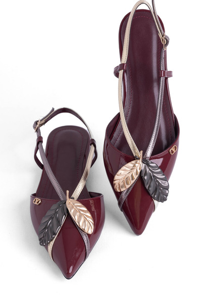 MARY Open Back Heeled Shoes Women Ballet Flats Girls Ballet Flats