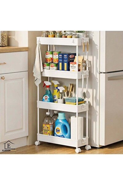 Elindor Λεπτό καρότσι αποθήκευσης Elindor®, Οργάνωση, 4 επίπεδα, γάντζοι κλει...