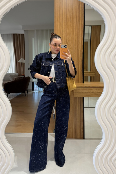 Gizem Ecemiş Romily Denim Full Taşlı Takım
