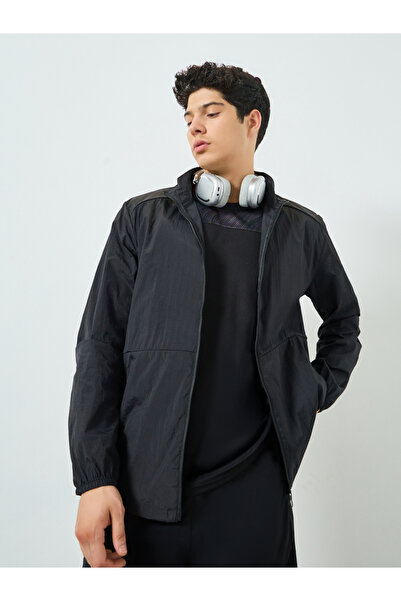 Styli Men Black Zip-Up Jacket