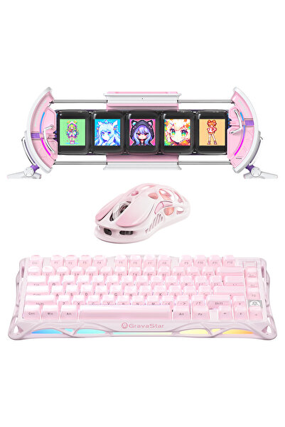 Gravastar K1 Mekanik Gaming Klavye M1 Pro Kablosuz Optik Mouse ve Dijital Res...