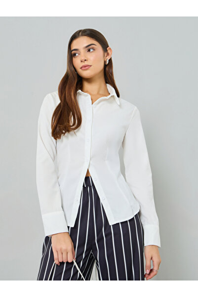 Take Two By Styli White Long Sleeve Back Tie-Up Shirt