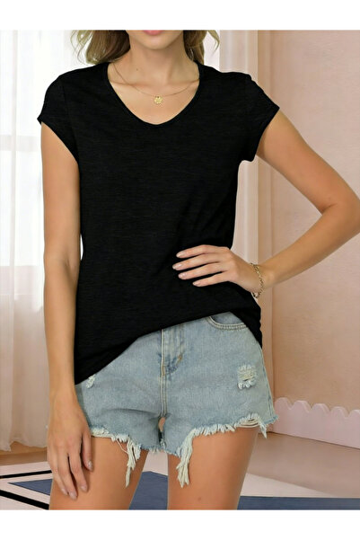 Take Two By Styli Black Solid Cap Sleeve T-Shirt