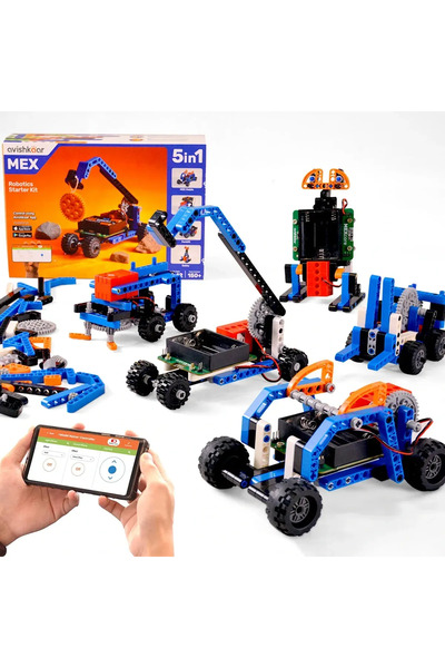 avishkaar Kit robotica pentru copii, MEX 5-in-1 Robotics Starter Kit