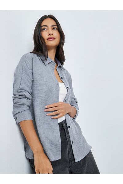 Styli Grey Relaxed Fit Long Sleeve Shirt
