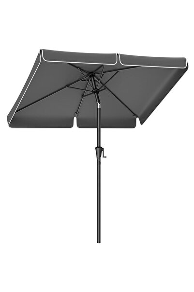 SONGMICS Umbrelă de terasă cu manivelă și înclinare, 200x150cm, gri