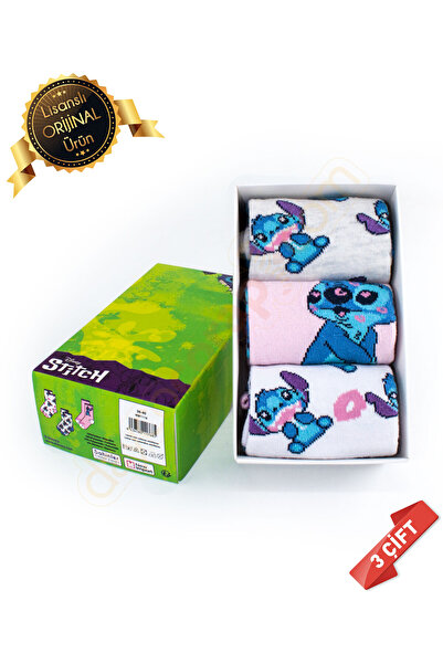 Stitch Boxed Patterned Licensed Original Socks - 36-40 - Dl15650206-Stc