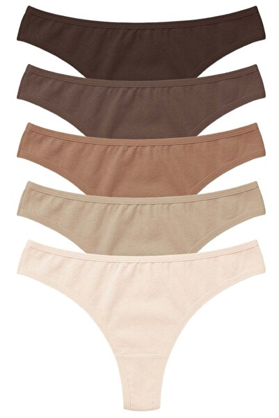 Cottonhill Pamuklu Basic Kadın Tanga Külot 5'li Paket