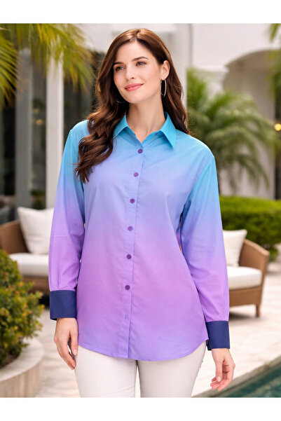 HOUSE OF RAELI By Styli Blue Ombre Look Long Sleeve Shirt