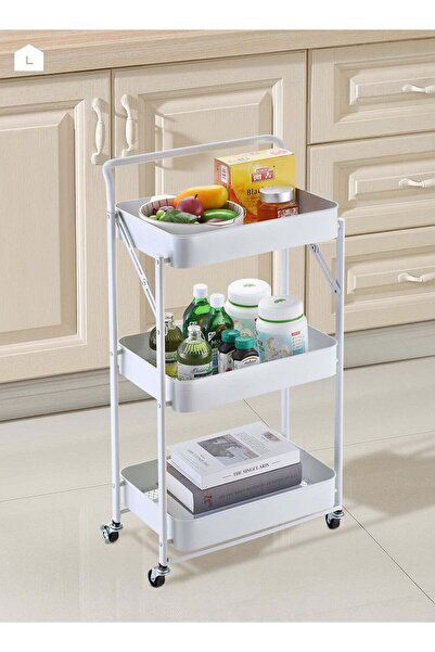 rayze RayzeFolding Trolley Armrest Style -3-Layer White- Carbon Steel Foldabl...