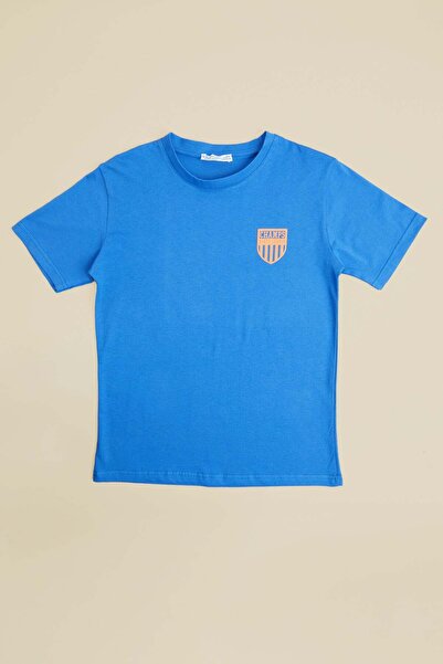 Fulla Moda تي شيرت للأولاد من Run مطبوع برقبة دائرية