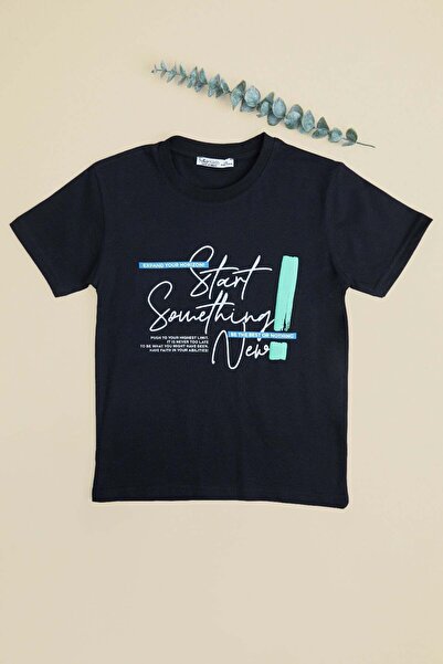 Fulla Moda Text Printed Crew Neck Boy's T-Shirt