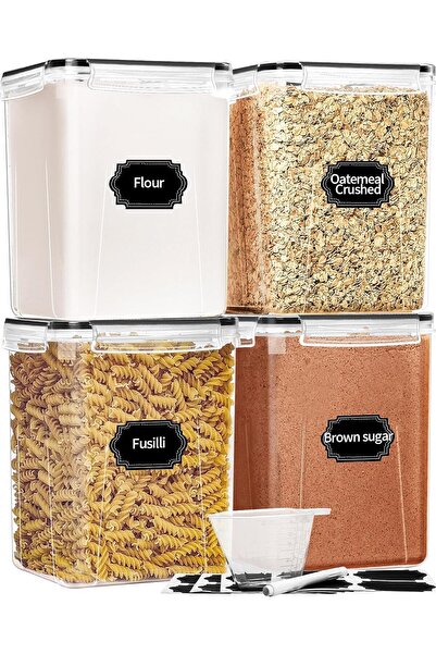 Arabest 4-Piece Food Storage Containers, with Lids,Measuring Cups and Labels,...