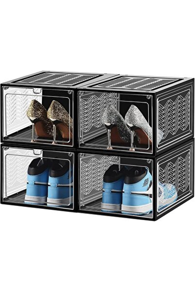 Arabest Plastic Magnetic Shoe Box,Stackable Sneaker , Durable Design for Home...