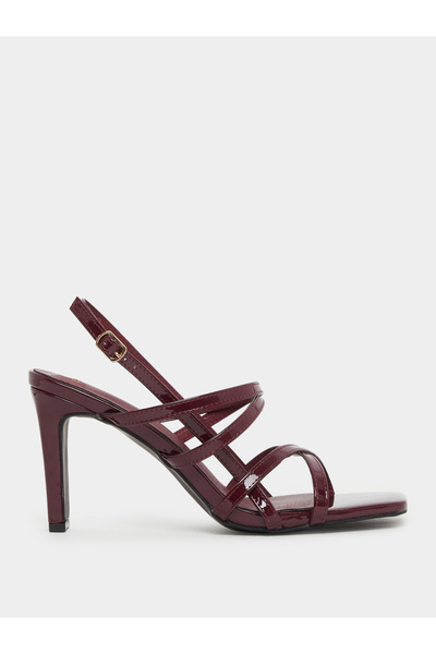 Styli Burgundy Strappy Heeled Sandals