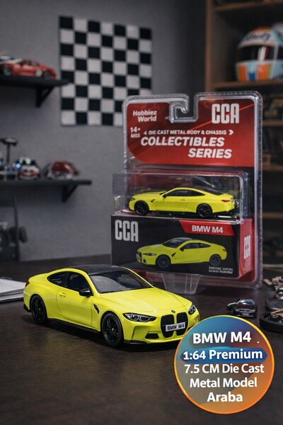 TOYFEST Bmw M4 1:64 Premium Die Cast Metal Body Fluorescent Yellow Collectibl...