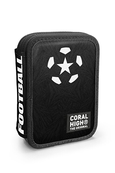 Coral High Geantă neagră pentru creioane cu model de fotbal pentru copii, cu ...