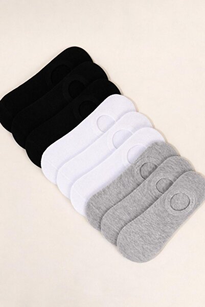 Sky Socks Economical Pack of 8 Black-White-Grey Unisex Short Sports Ballet Fl...