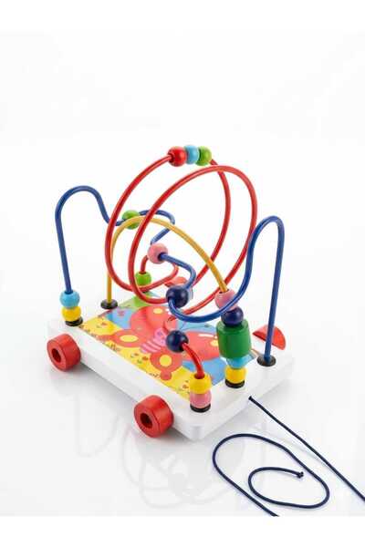 True Toys Ahşap Helezon Tekerlekli Çekçekli Motor Beceri Koordinasyon Labiren...