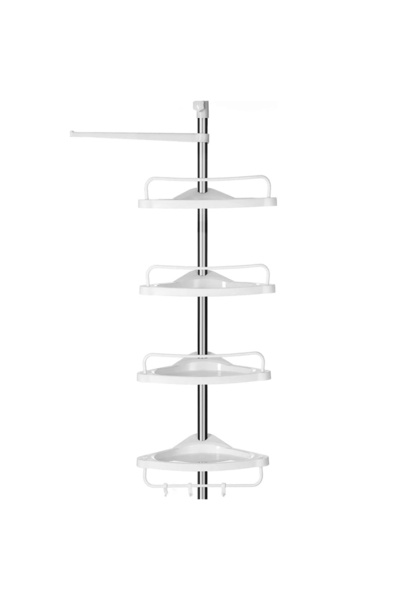 SONGMICS Telescopic Corner Bathroom Shelf, 4 Shelves, 95-300cm, Stainless Ste...