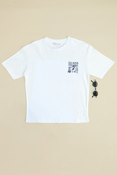 Fulla Moda تي شيرت سيرف مطبوع للأولاد ذو ياقة دائرية كبير الحجم