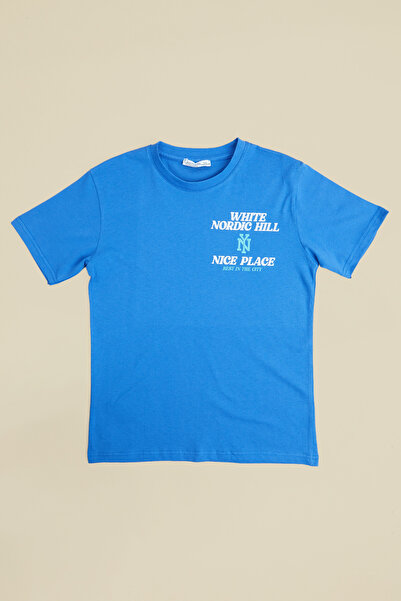 Fulla Moda White Nordic Hill Summer Printed Boys' T-Shirt