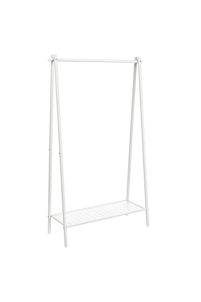 SONGMICS Clothes Rack with Bar and Lower Shelf, Metal Frame, 93x34x153cm, White